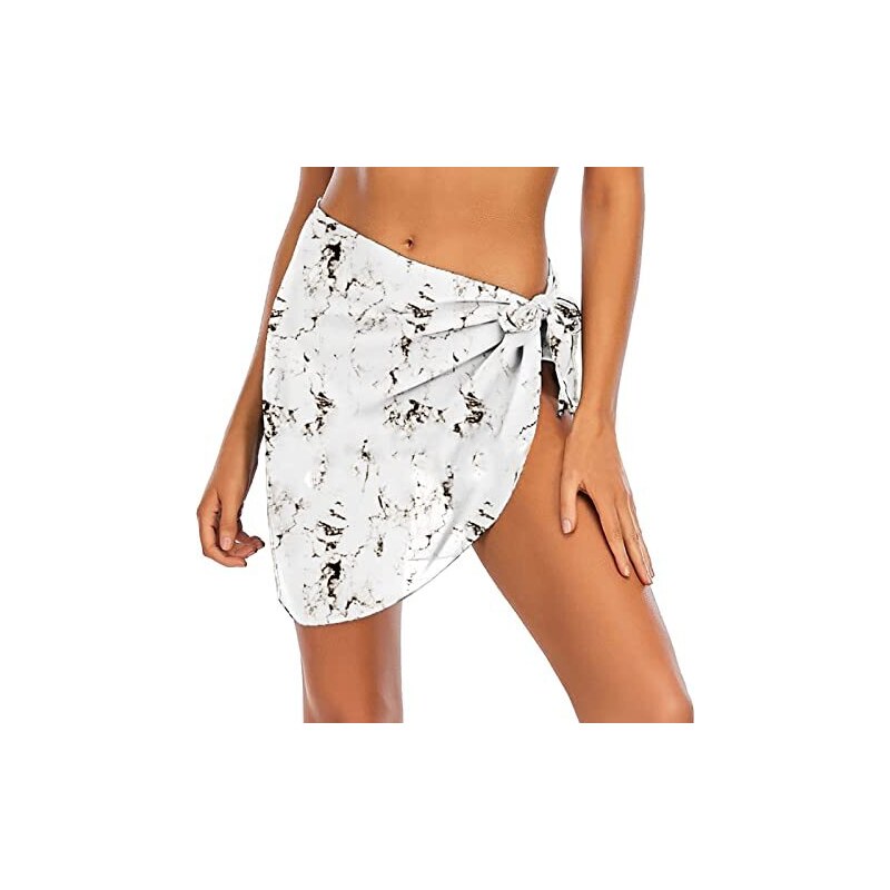 2 Pezzi Pareo Spiaggia Donna - Chiffon Bianco E Nero | Copricostume Sexy E Versatile - Foto 4