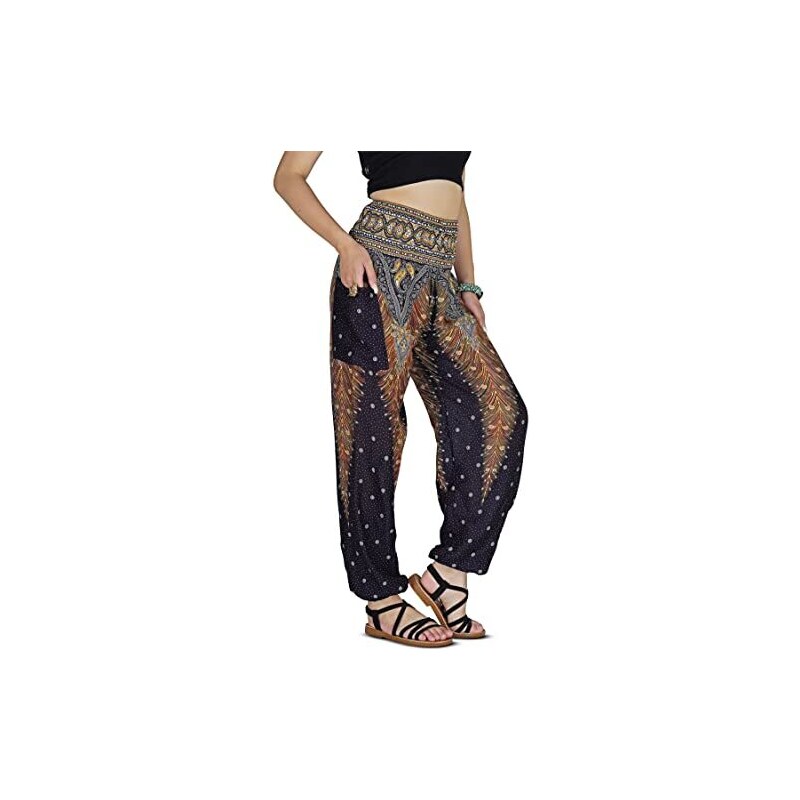 Pantaloni Harem Donna Pantalone Aladino Yoga Boho Baggy Ampi Larghi - 3