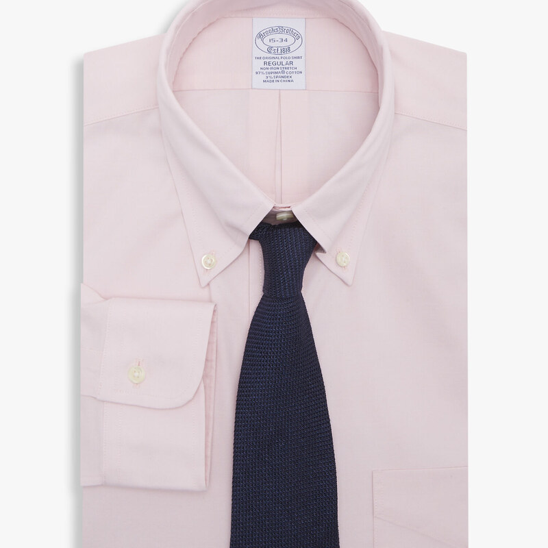 Brooks Brothers Camicia rosa pastello regular fit non-iron pinpoint con collo button-down - male Camicie eleganti Rosa pastello 16