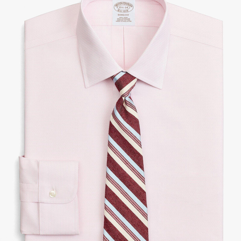 Brooks Brothers Camicia elegante Soho extra-slim fit in dobby non-iron, colletto Ainsley - male Camicie eleganti Rosa pastello 14H