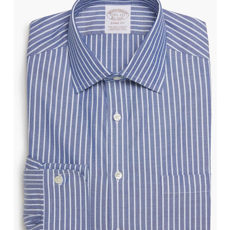 Brooks Brothers Camicia elegante Soho extra-slim fit in dobby non-iron colletto Ainsley - male Camicie eleganti Righe celesti 14H