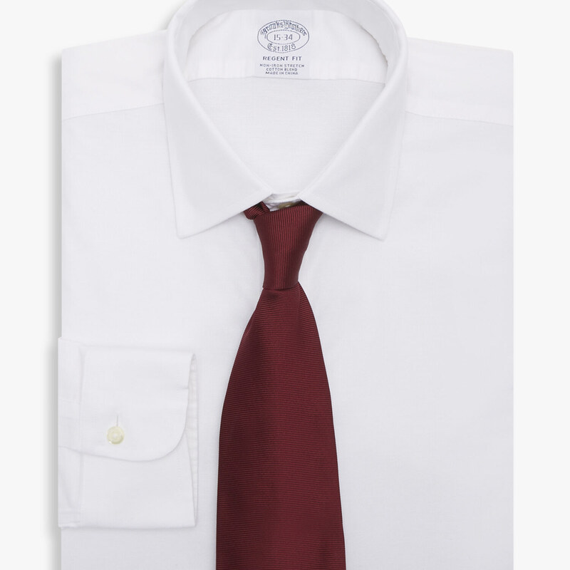 Brooks Brothers Camicia Bianca Regular Fit Non-Iron in cotone stretch con collo Ainsley - male Camicie eleganti Bianco 16