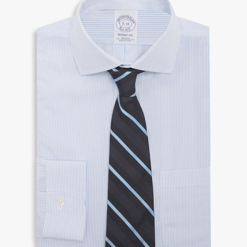 Brooks Brothers Camicia Blu Regular Fit con collo aperto - male Camicie eleganti Blu 17H