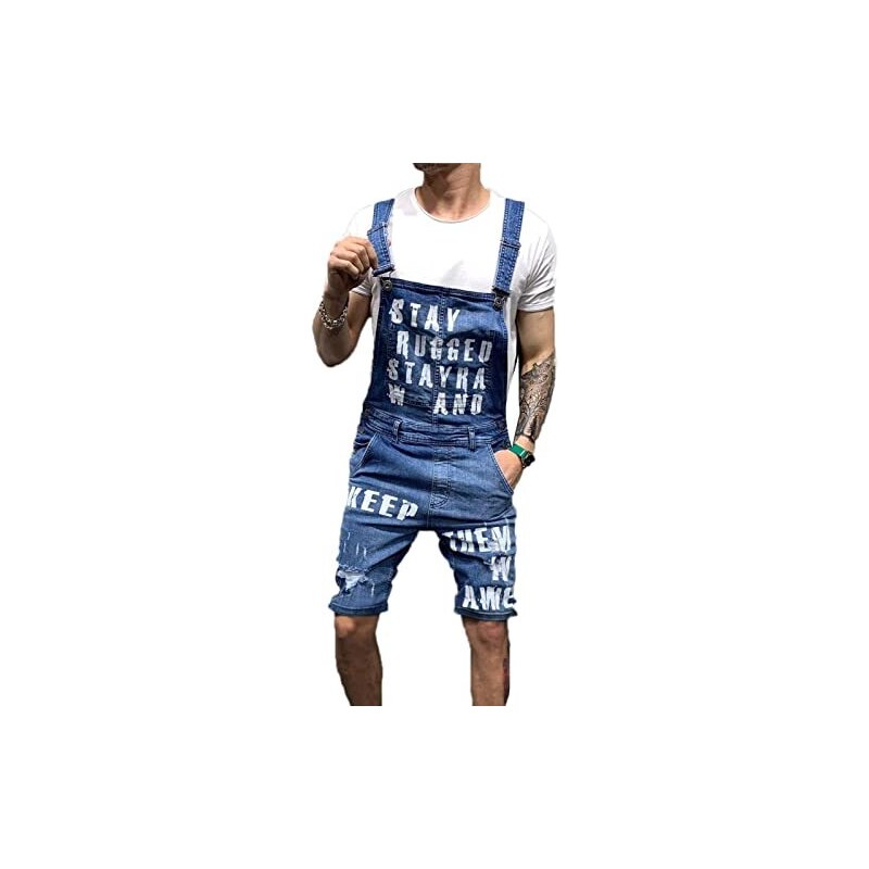 Combinaison Homme Travail Cargo Salopette En Jean Pour Homme - Coupe Ample Style Vintage - Poches Cargo - Taille Réglable Barboteuse Cargo Ample