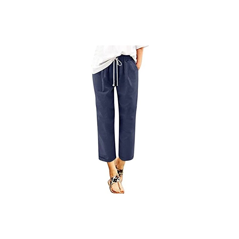 GURU SHOP Pantaloni Palazzo Donna Estivi | Blu, Larghi Con Vita Elastica, Leggeri, Taglia 38 - 2