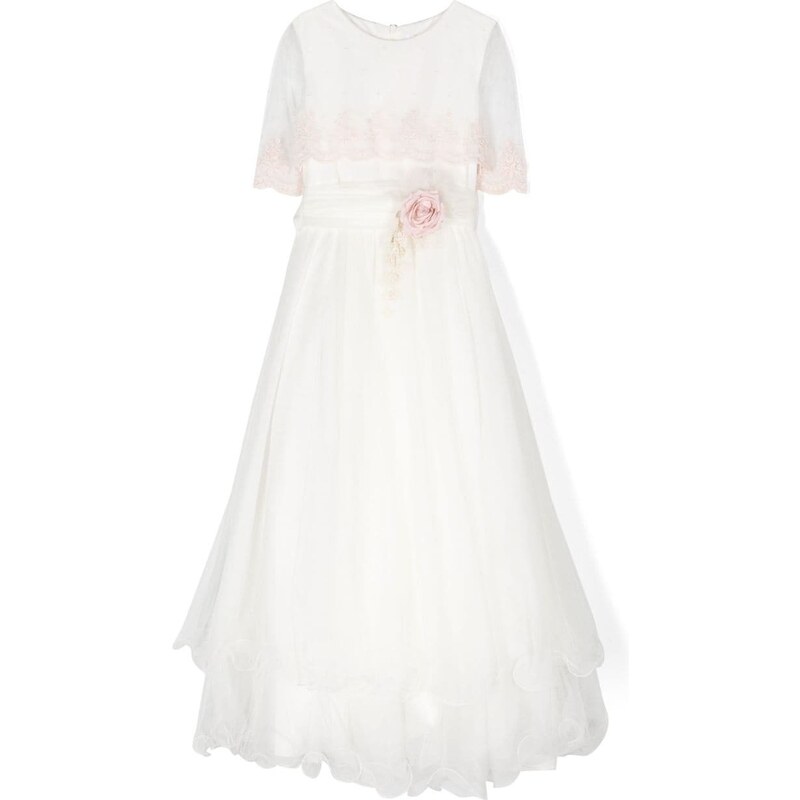 Mimilù abito da cerimonia con pizzo e tulle bianco