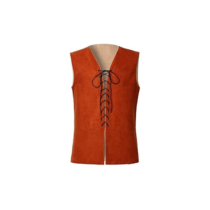 YOUDTIAN Gilet da donna con frange anni '70, stile hippie, smanicato, con frange, stile western, in finta pelle scamosciata, cardigan, A-Marrone Chiaro, XL