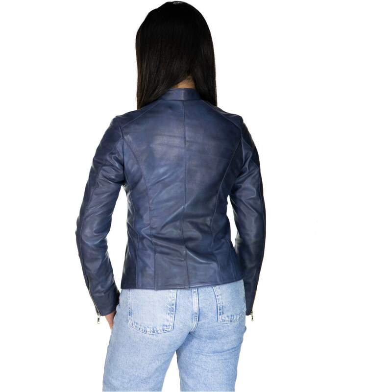 Leather Trend Vanessa - Giacca Donna Blu in vera pelle