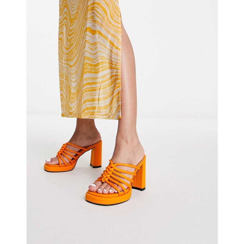 Glamorous - Sandali con tacco a gabbia arancioni-Arancione