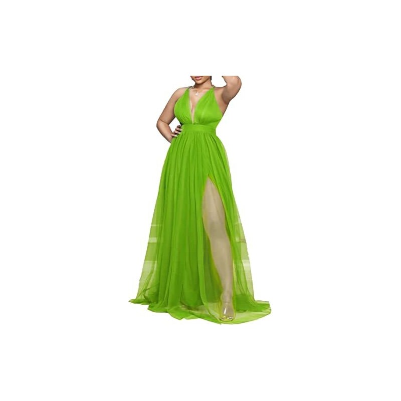 Gonna Lunga Maxi Donna Scollo A V Profondo - Elegante, Seducente E Senza Schiena Per Serate Chic