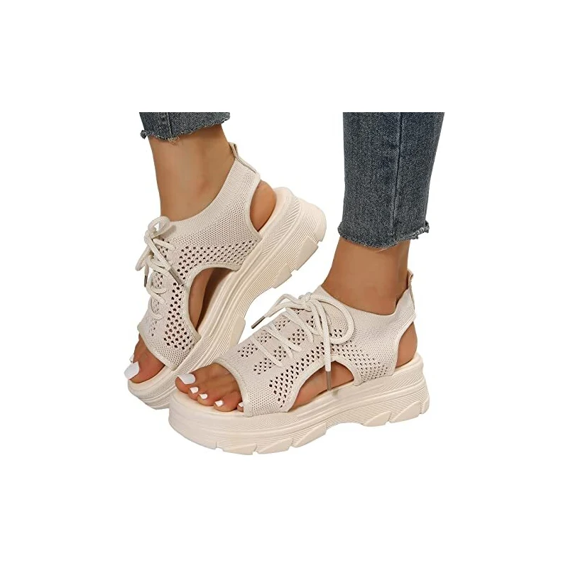 Sandali Con Zeppa Donna HHZY In Pelle, Ortopedici, Comodi Per Spiaggia E Tempo Libero, Blu, Taglia US7/EU38