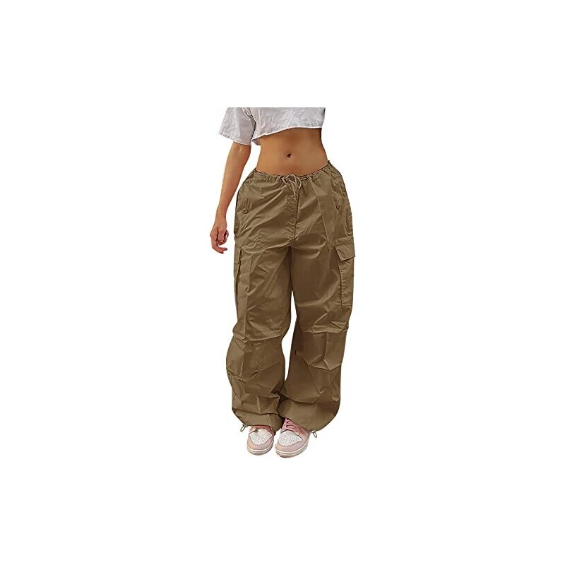 Pantaloni Cargo Donna Y2K Baggy A Vita Alta – Con Tasche Laterali – Stile Hippie Streetwear – Taglie EU - 3