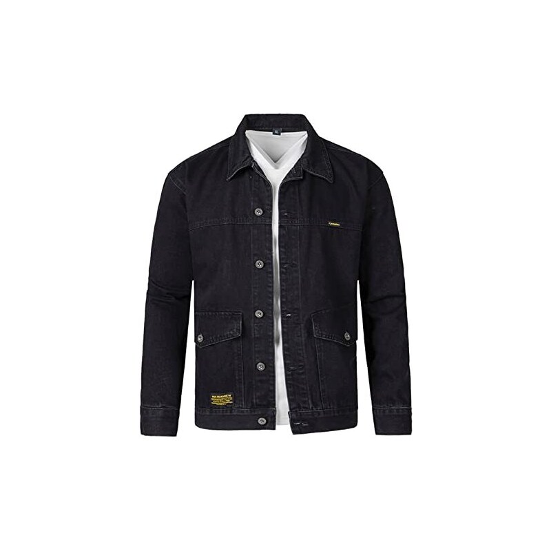 Generisch Giacca In Jeans Da Uomo Tinta Unita Vintage Da