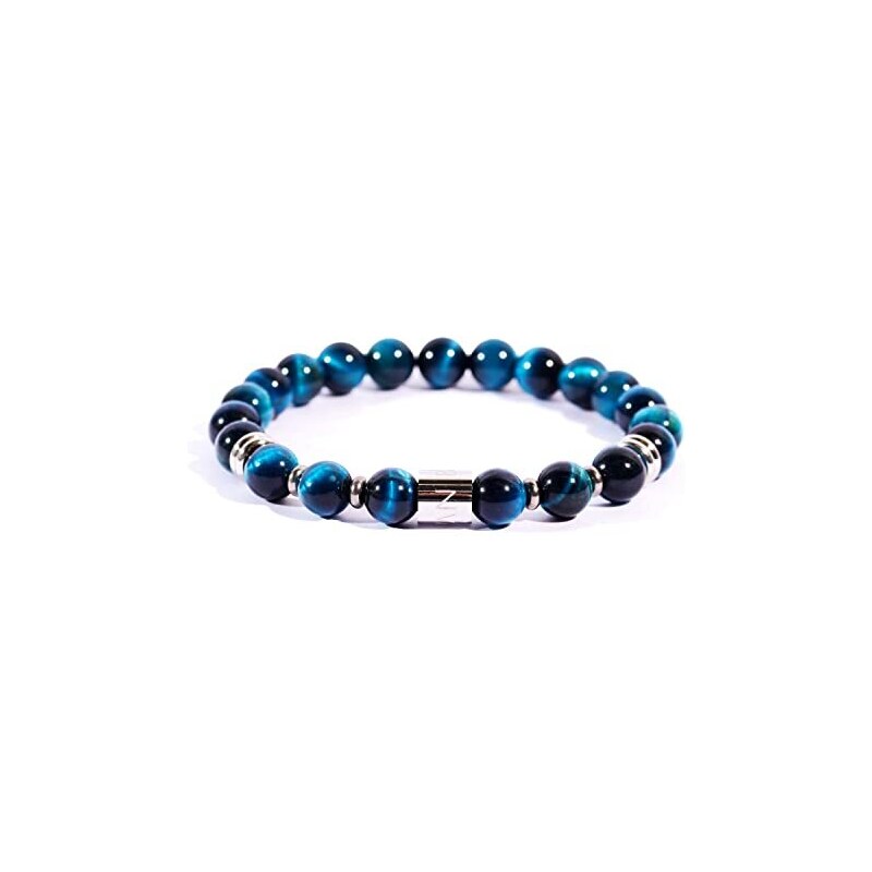 Bracciale Uomo E Donna Con Pietre Naturali Chakra - Perle Da 8mm - Fatto A Mano In Francia - Elastico Regolabile (Circonferenza 17-18 Cm) - 2