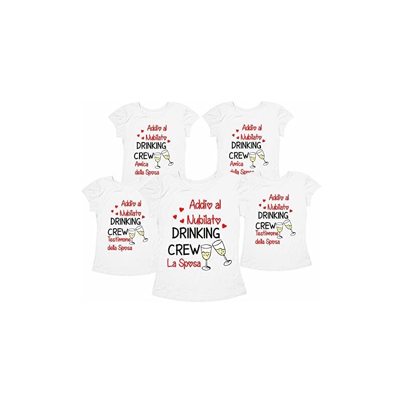 Pacchetto Magliette T-Shirt Addio al Nubilato Drinking Crew Sposa Amica  Testimone Gadget Addio al Nubilato - ColorFamily