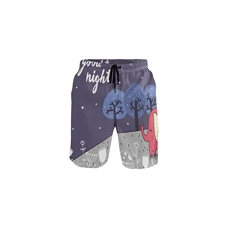 Vnurnrn Notte d'inverno Simpatico Cartone Animato Elefante Progettato Elegante Costumi Spiaggia Costume da Uomo Bagno Pantaloncini Calzoncini per Spiaggia