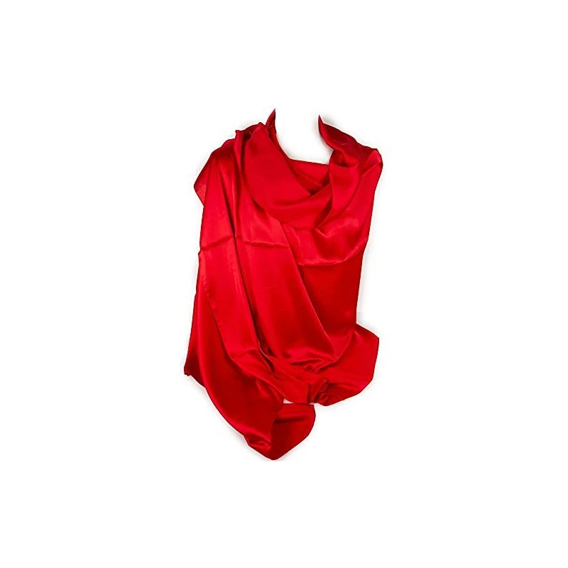 Sciarpa In Seta (finta) 60x60 Cm, Nera E Rossa, Morbida E Leggera, Multiuso – Regalo Donna, Foulard Da Collo, Testa O Borsa