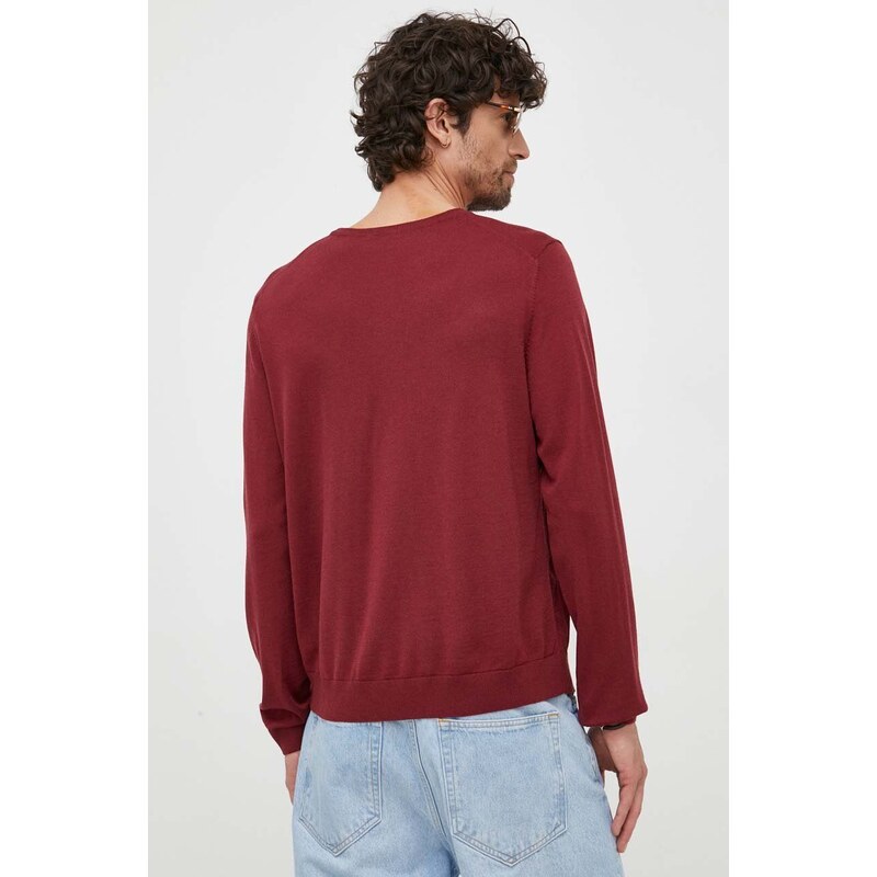 BOSS maglione in lana uomo colore granata