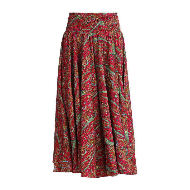 Boho Pantaloni Donna In Seta Multicolor Casual Rosso Taglia Unica