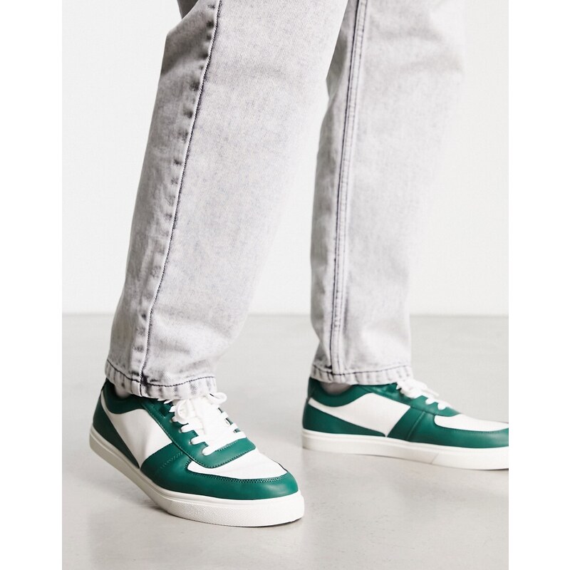 London Rebel X - Sneakers bianche/verdi a pianta larga-Bianco