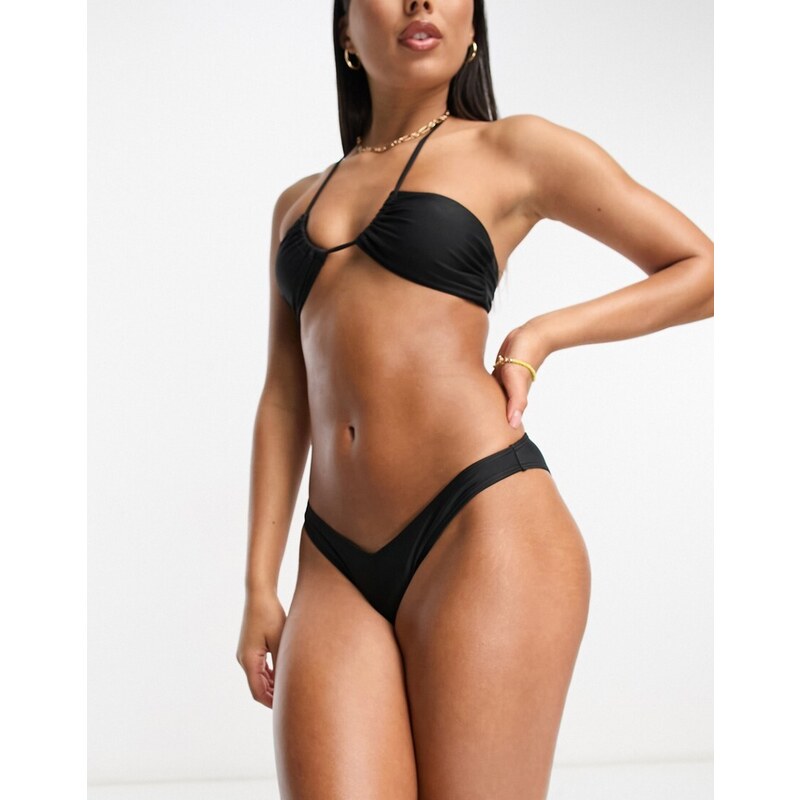 Miss Selfridge - Slip bikini mix and match neri con design a V-Black