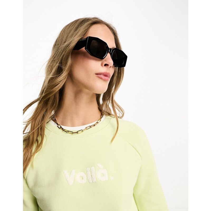 Whistles - Voila - Felpa in jersey verde lime con logo