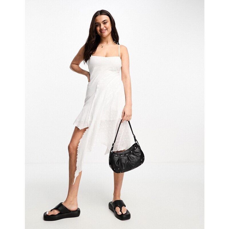 Stradivarius STR Vestito bianco a fascia asimmetrico Stileo