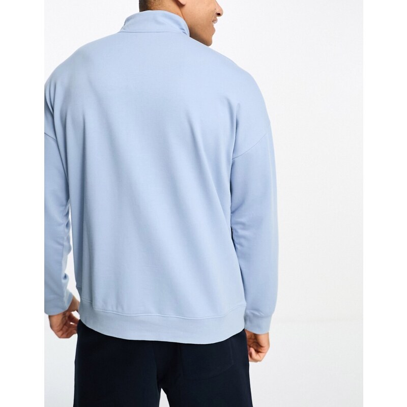 Calvin Klein - Maglione con zip corta blu ghiaccio