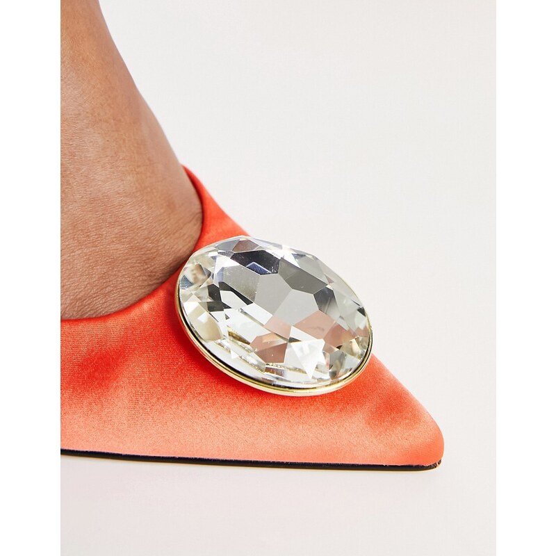 ASOS DESIGN - Patron - Scarpe arancioni decorate con tacco alto e cinturino posteriore-Arancione