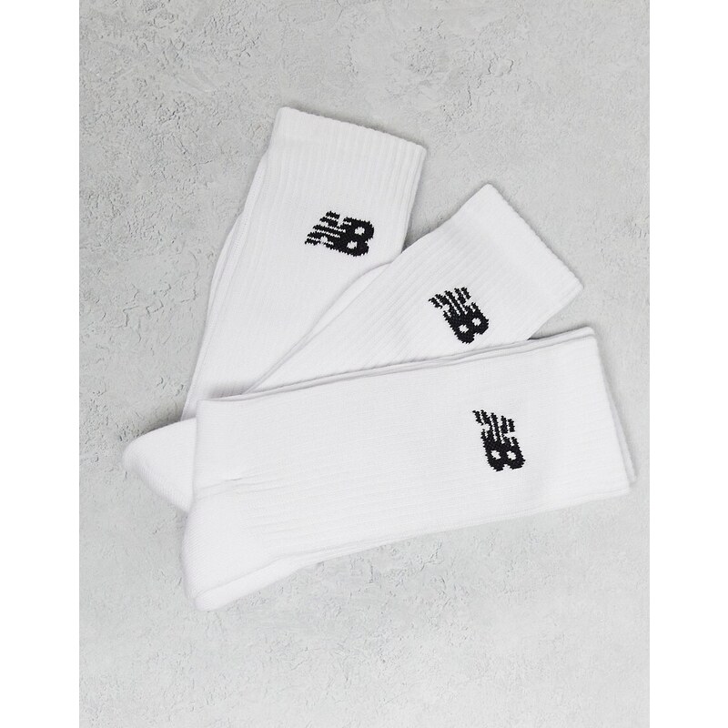 New Balance - Confezione da 3 paia di calzini bianchi con logo-Bianco