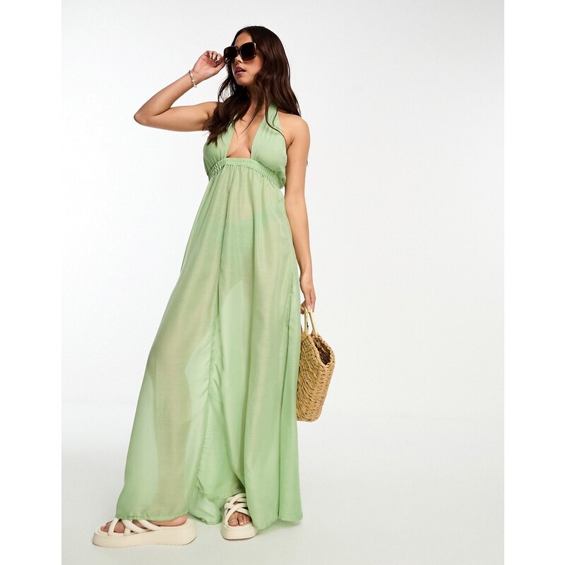 Vero Moda Vestito lungo da spiaggia con allacciatura al collo e