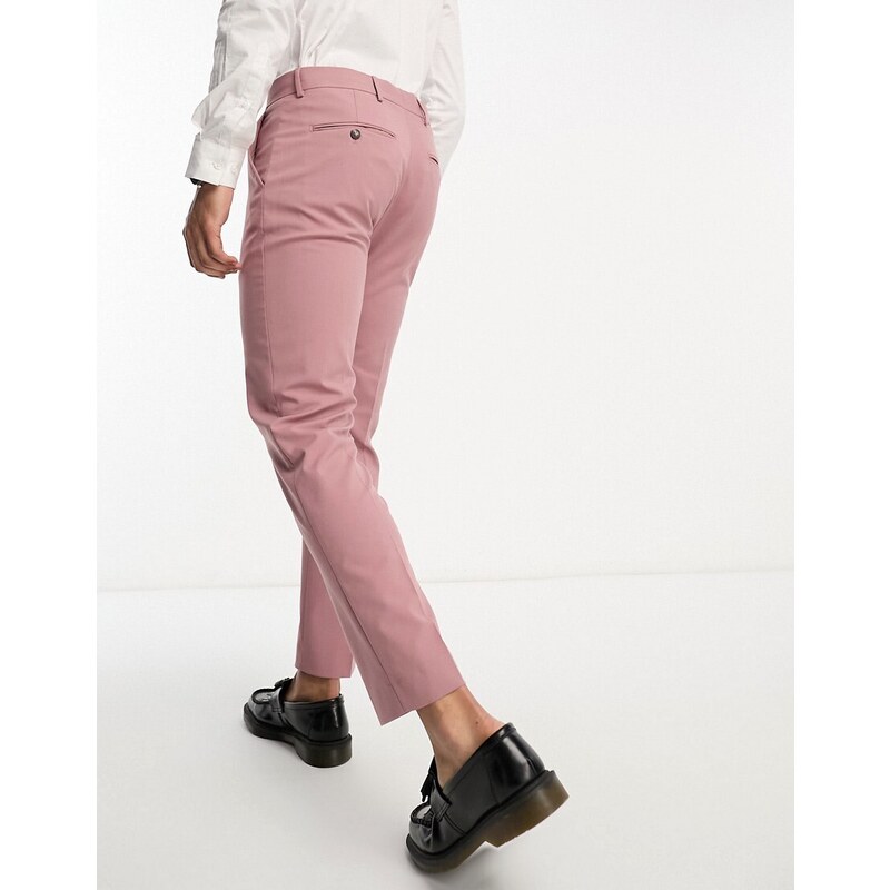 Selected Homme - Pantaloni da abito larghi rosa polvere