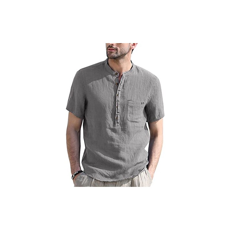 Stile Hippie Casual Camicia Uomo In Lino E Cotone Manica Lunga