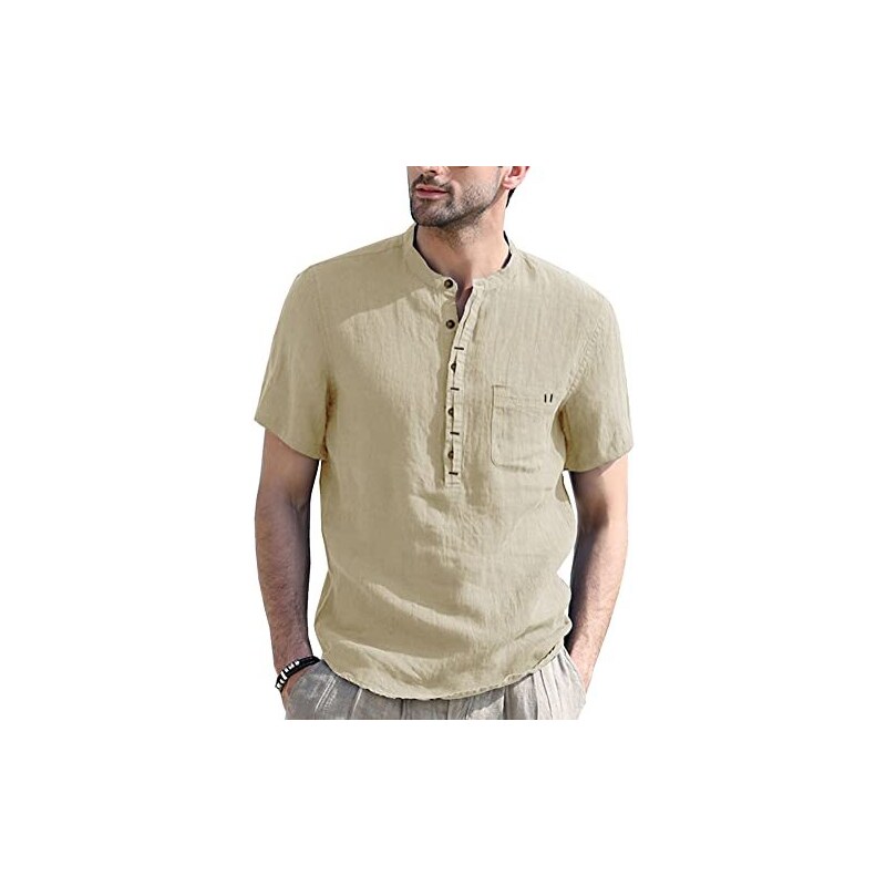 Camicia Uomo Lino Maniche Corte - COOFANDY Casual Estiva Spiaggia