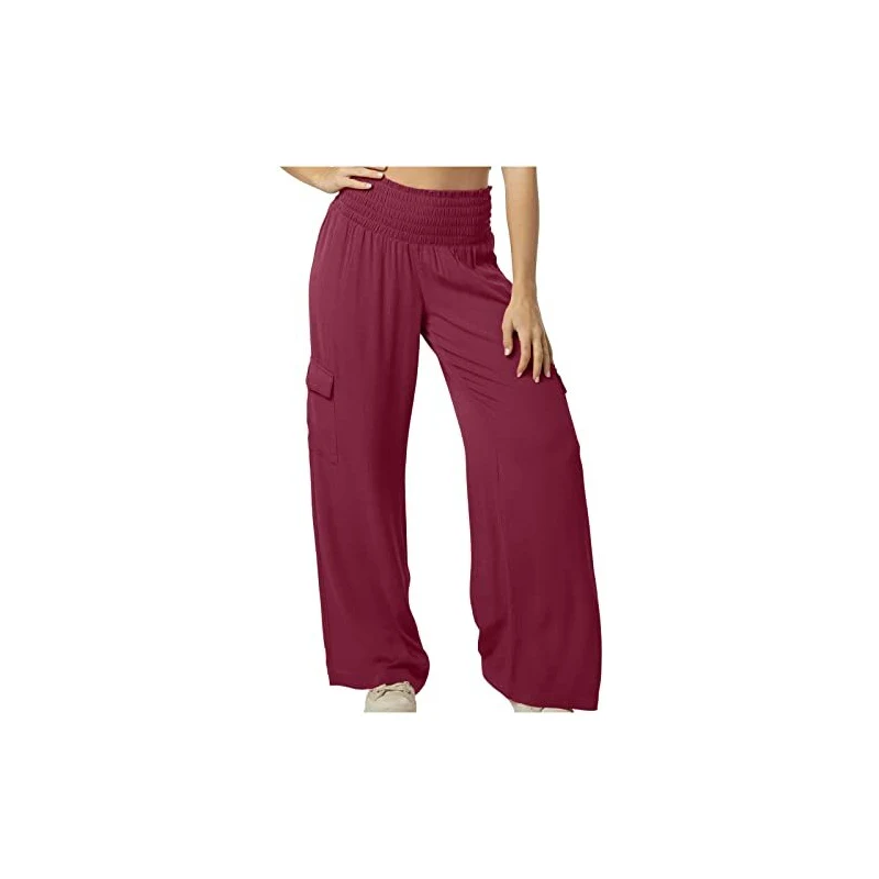 Pantaloni Elasticizzati Donna In Misto Cotone Con Tasche - Morbidi, Termici, Lunghezza 100cm