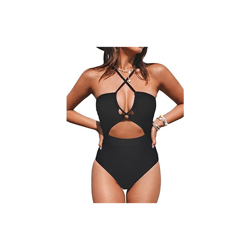 Costume Intero Donna CUPSHE - Scollo Quadrato Con Coulisse E Gancio Posteriore - Beachwear