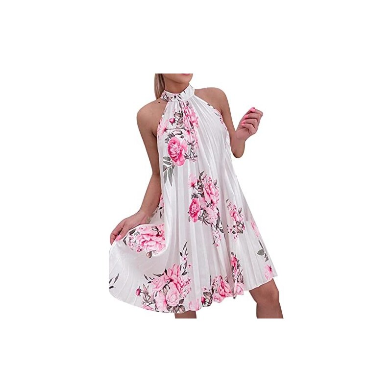 Qaffier Mini Abito Estivo Donna A Costine, Girocollo, Senza Maniche, Aderente, Nero
