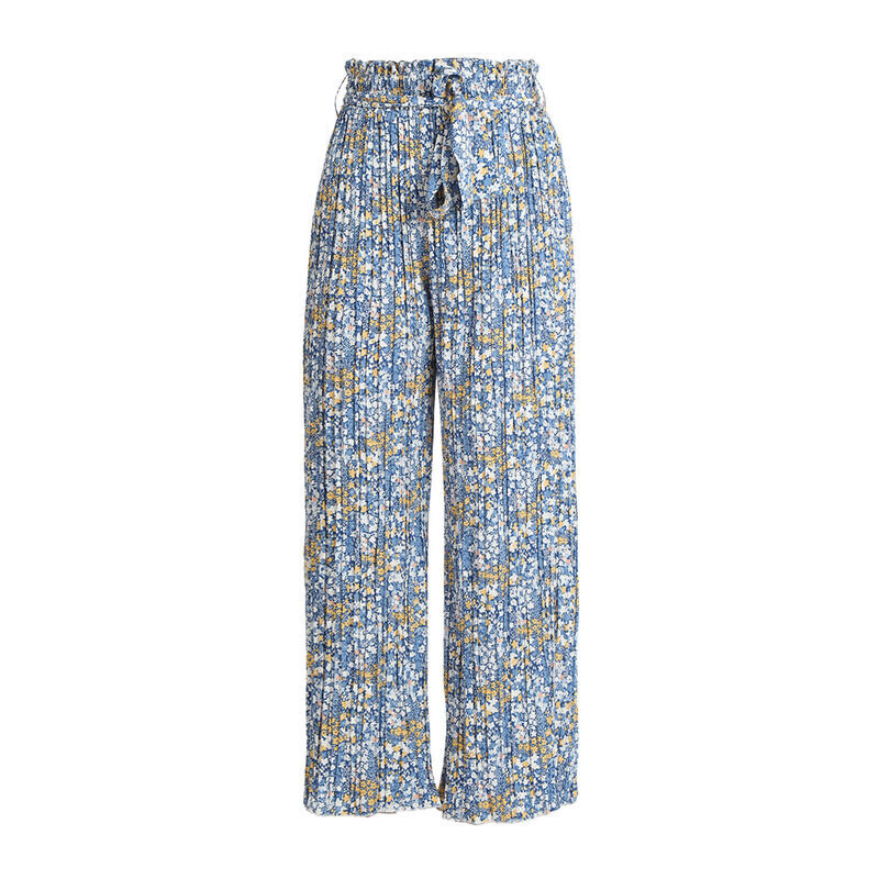 Airisa Pantaloni Leggeri Donna a Fiori Con Cintura Casual Blu Taglia X/2xl