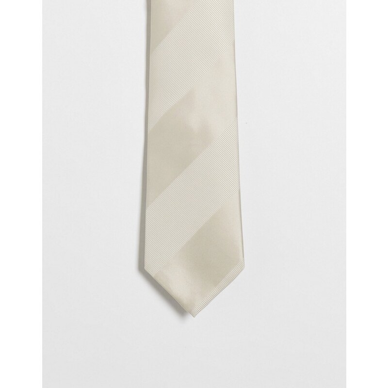 ASOS DESIGN - Cravatta classica color pietra a righe tono su tono-Neutro