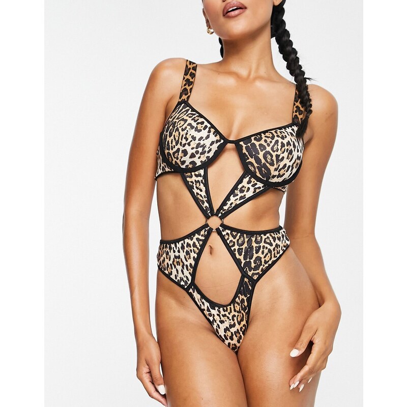 Love & Other Things - Body marrone leopardato con cut-out