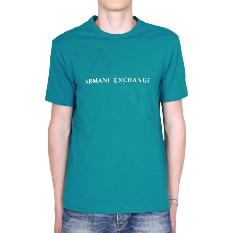 Armani Exchange T-SHIRT GIROCOLLO CON STAMPA, VERDE