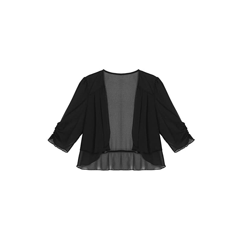 Atigy Bolero Da Donna In Tulle Bolero Giacche Manica Lunga Matrimonio Sera Festa Sposa Cardigan Per Abito Da Sposa (L, Nero - Foto 8