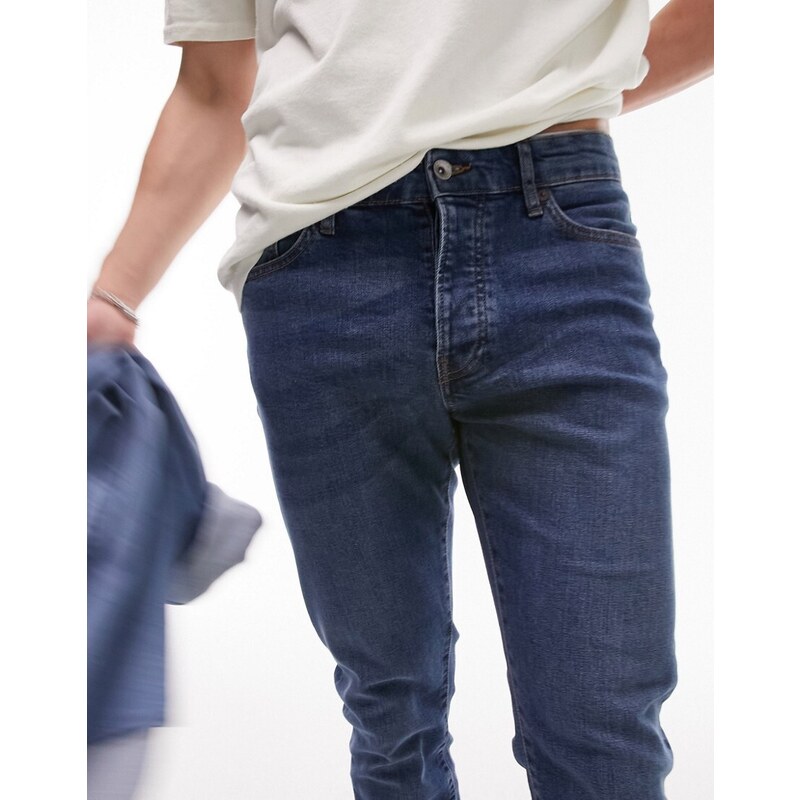 Topman - Jeans slim lavaggio medio-Blu