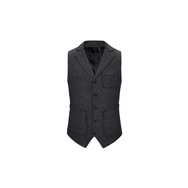 Gilet Uomo Elegante,Gilet Formale Hipster Da Uomo Giacca Senza Maniche Cuciture Grigie Vintage Scollo A V Abito Casual Monopetto Gilet Con Papillon Set Da 2 Pezzi Gilet Business Fit Per Matrimoni,Be