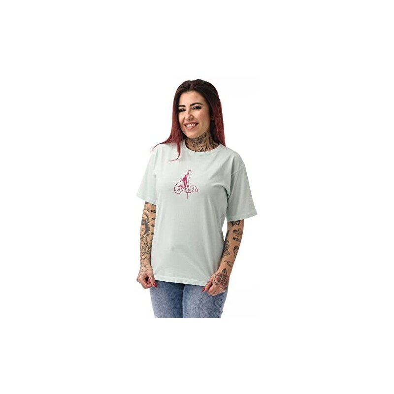 LAVENZO - T Shirt Donna Manica Corta 100% Cotone (Taglie Forti