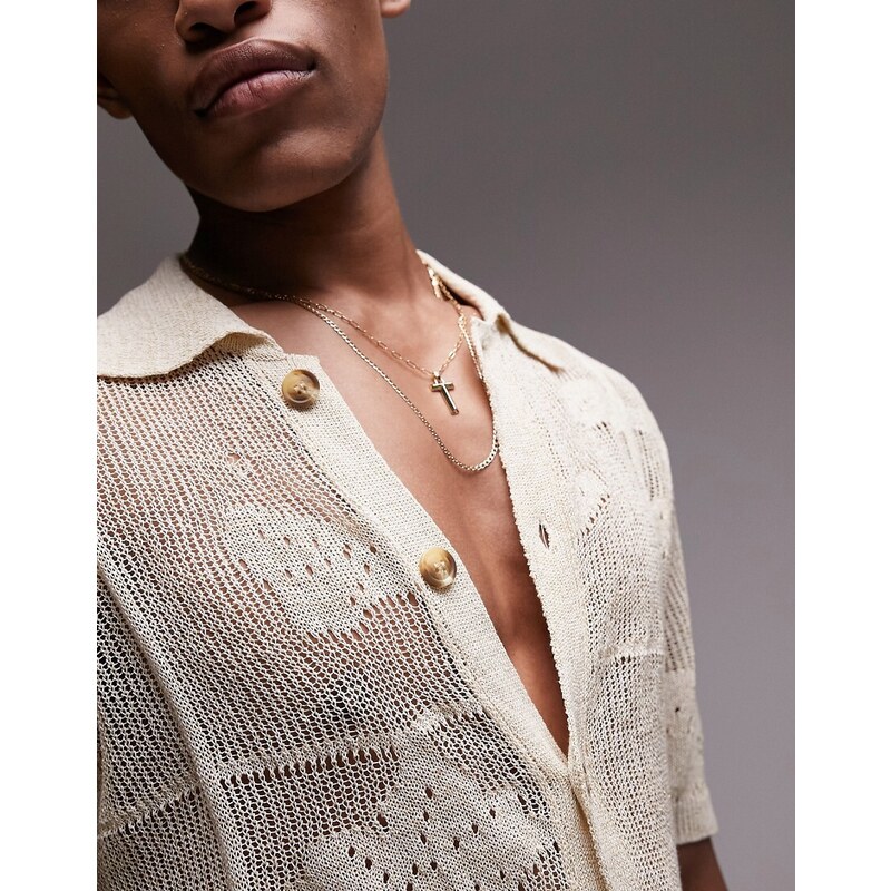 Camicia trasparente con bottoni/Camicia con colletto in