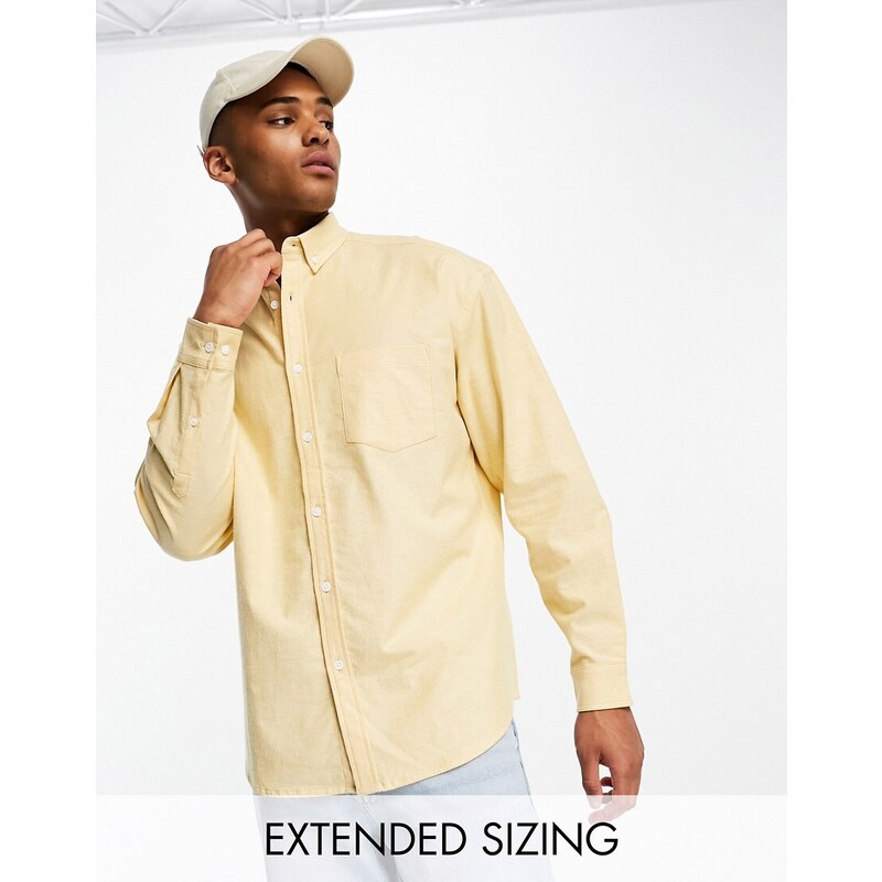 ASOS DESIGN - Camicia Oxford oversize giallo limone tinta in filo anni '90