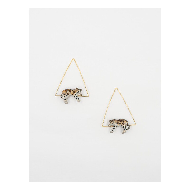 Nach Lying Leopard Triangle Earrings