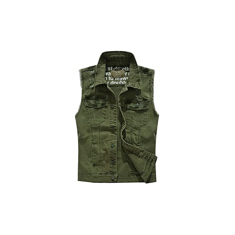 Gilet Uomo In Pelle Scamosciata JYDress - Stile Cowboy Vintage Slim Fit Per Sposi, Verde XX-Large