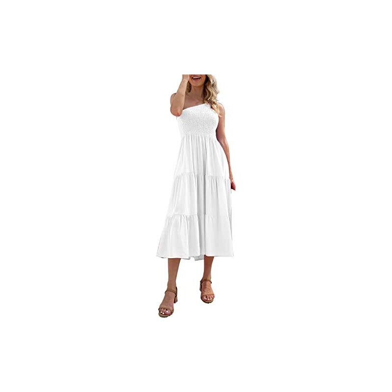 Abito Midi Elegante Donna In Chiffon Con Cintura | Scollo V Profondo A Vita Alta Per Spiaggia E Cerimonie